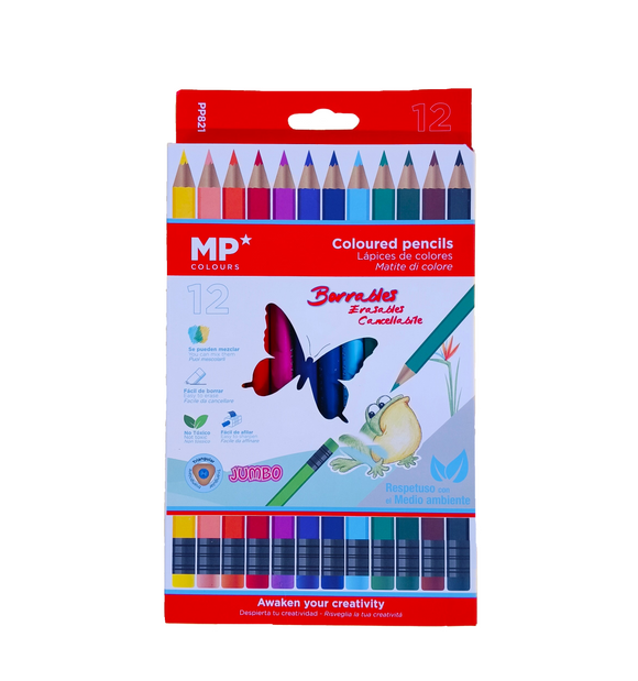 MP Jumbo Erasable Color Pencil 12pcs (PP821)