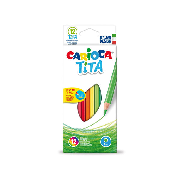 CARIOCA TITA ERASABLE HEXAGONAL COLOURED PENCIL BREAK RESISTANT ERASER TIP  12pcs